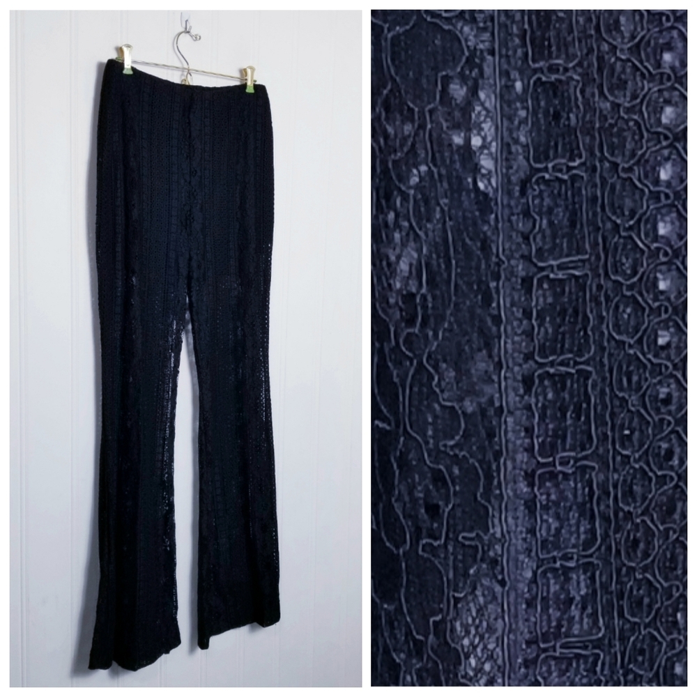 Nicholas Womens 8 Sheer Lace Flare Leg Pants High Rise Festival Y2K Gothic Black